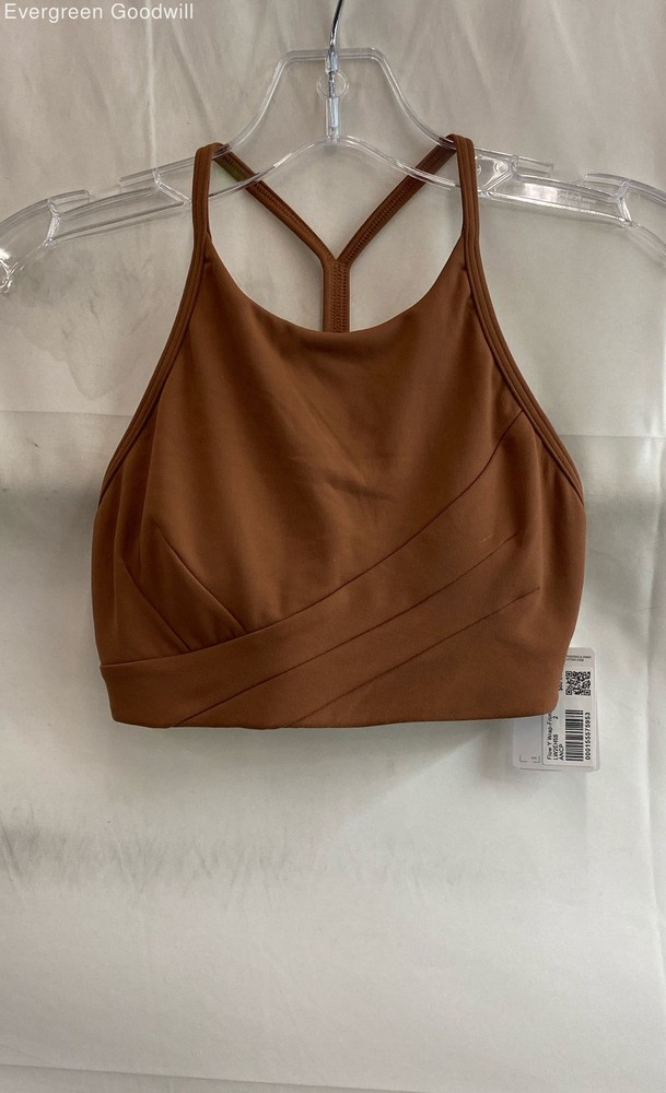 NWT Lululemon Women's Brown Flow Y Wrap-Front High-Neck Sports Bra Size 2