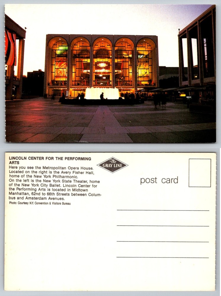 Lincoln Center NYC Metropolitan Opera House Fountain Chrome Postcard