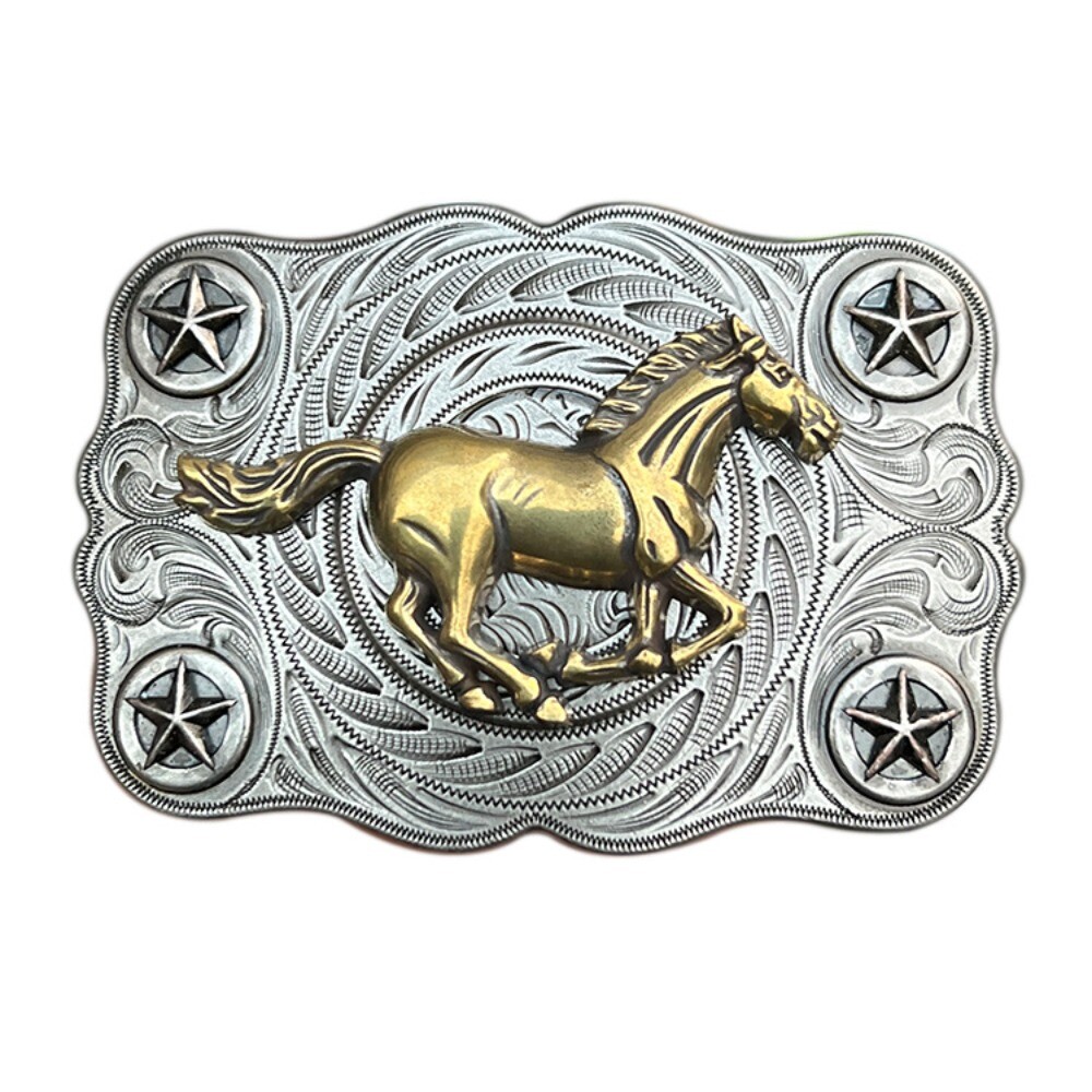 Western Belt Buckle for Men Women Cowboy Rodeo Vintage Style Wear Running Horse