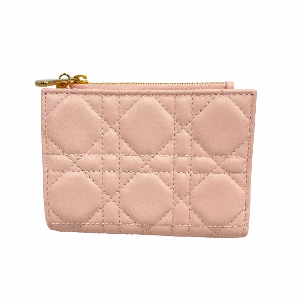 Christian Dior Canage Leather Wallet Pink Gold Hardware 5Gc2920-H Pre-Owned Women's Luxury