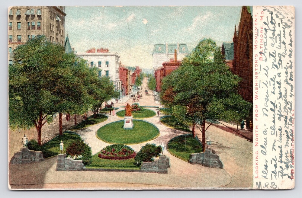 Washington's Monument Downtown Aerial View Baltimore Maryland MD c1901 Postcard