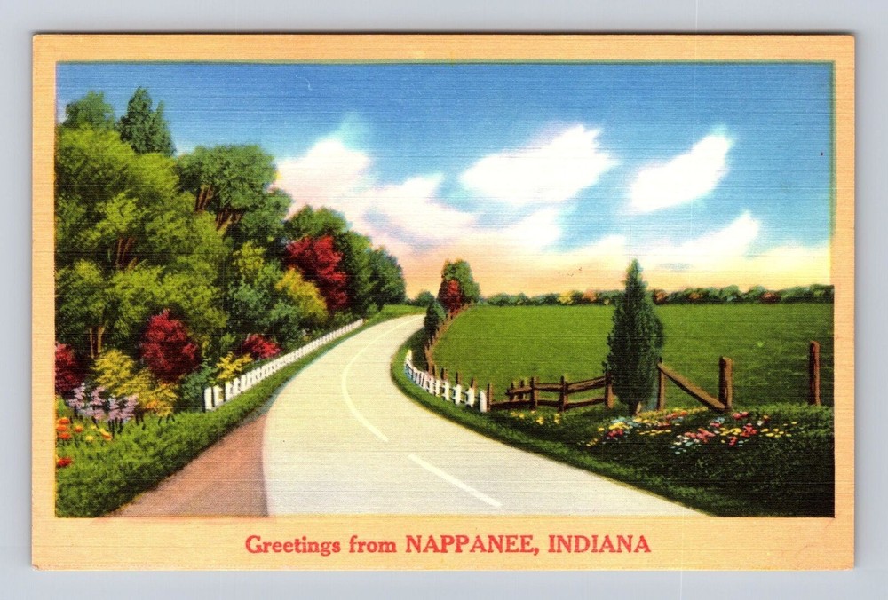 Nappanee IN-Indiana, Scenic Greetings, Scenic View, Roadway Vintage Postcard
