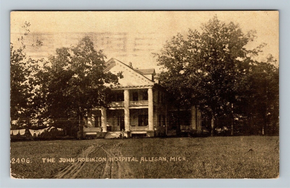 Allegan MI, The John Robinson Hospital, Michigan Vintage Postcard