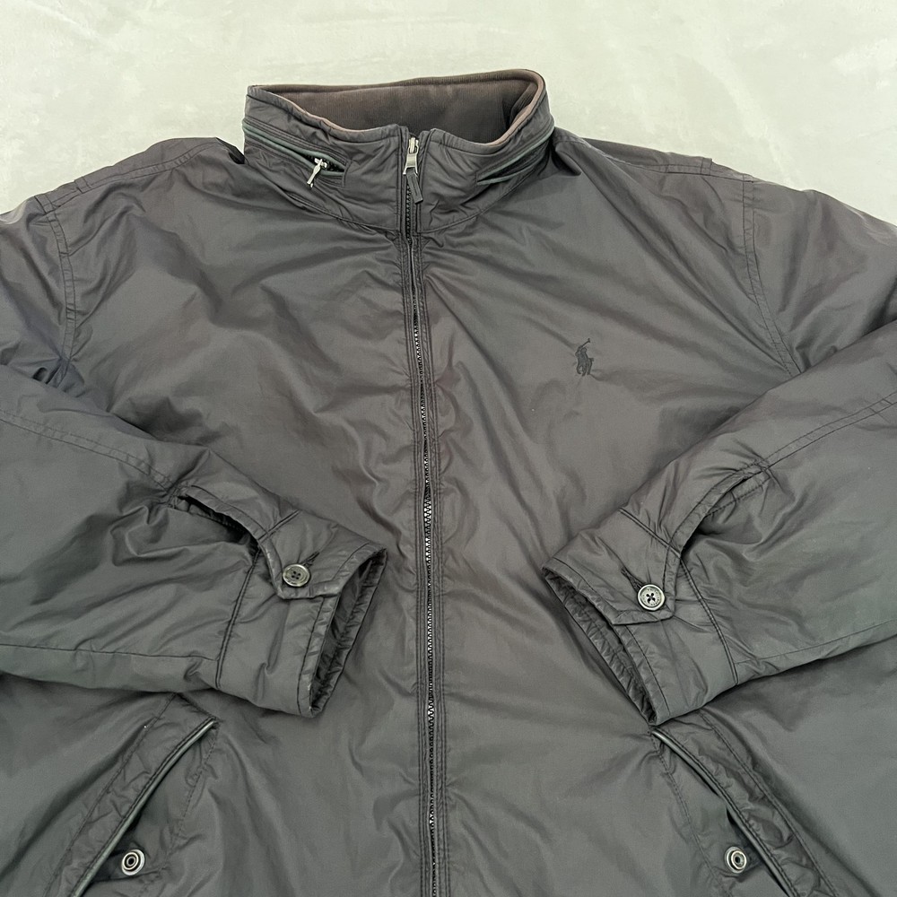 Polo Ralph Lauren Jacket Mens 2XL XXL Black Pony Fleeced Lined Hidden Hood