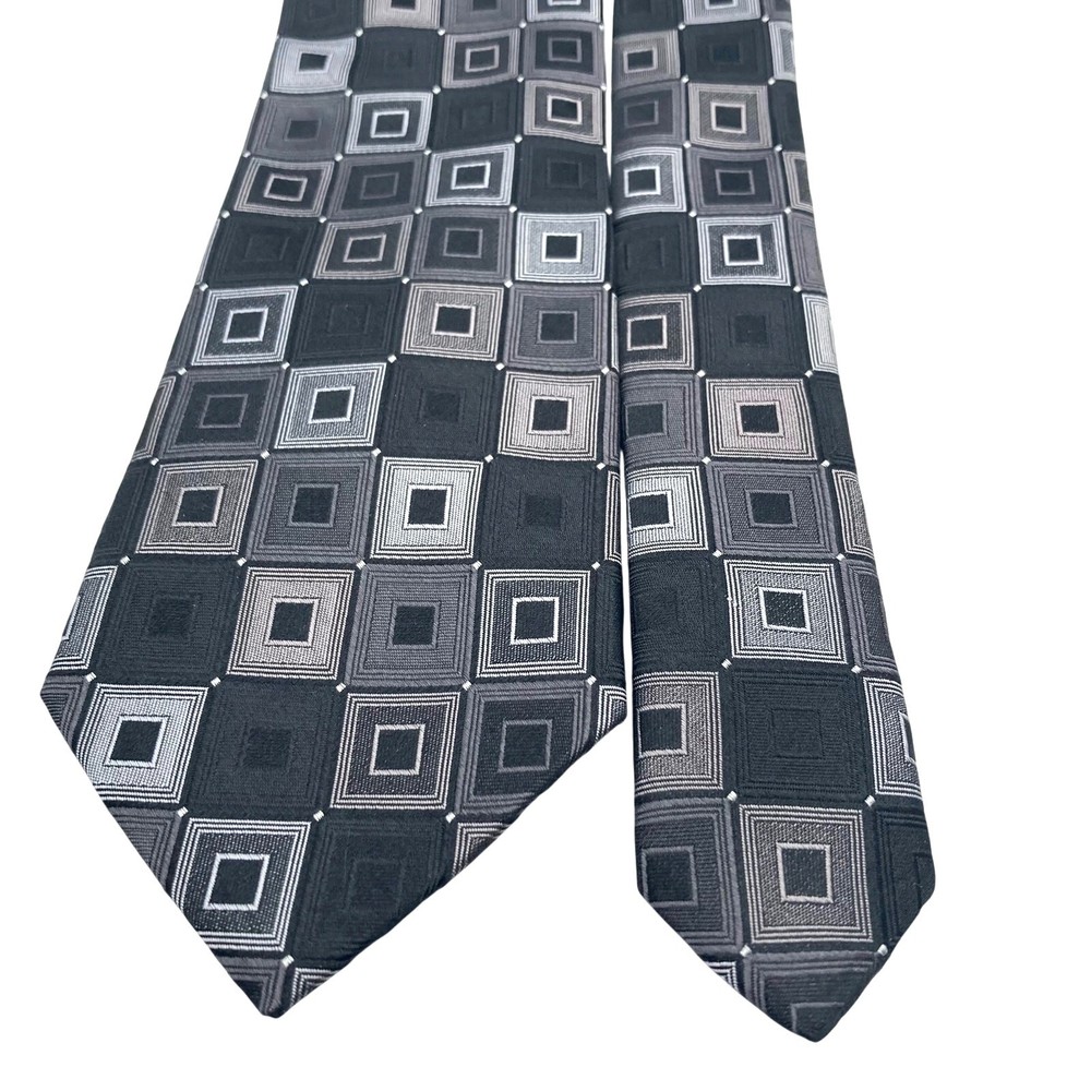 Calvin Klein Men's Tie 100% Silk Squares in Greys & Black 60
