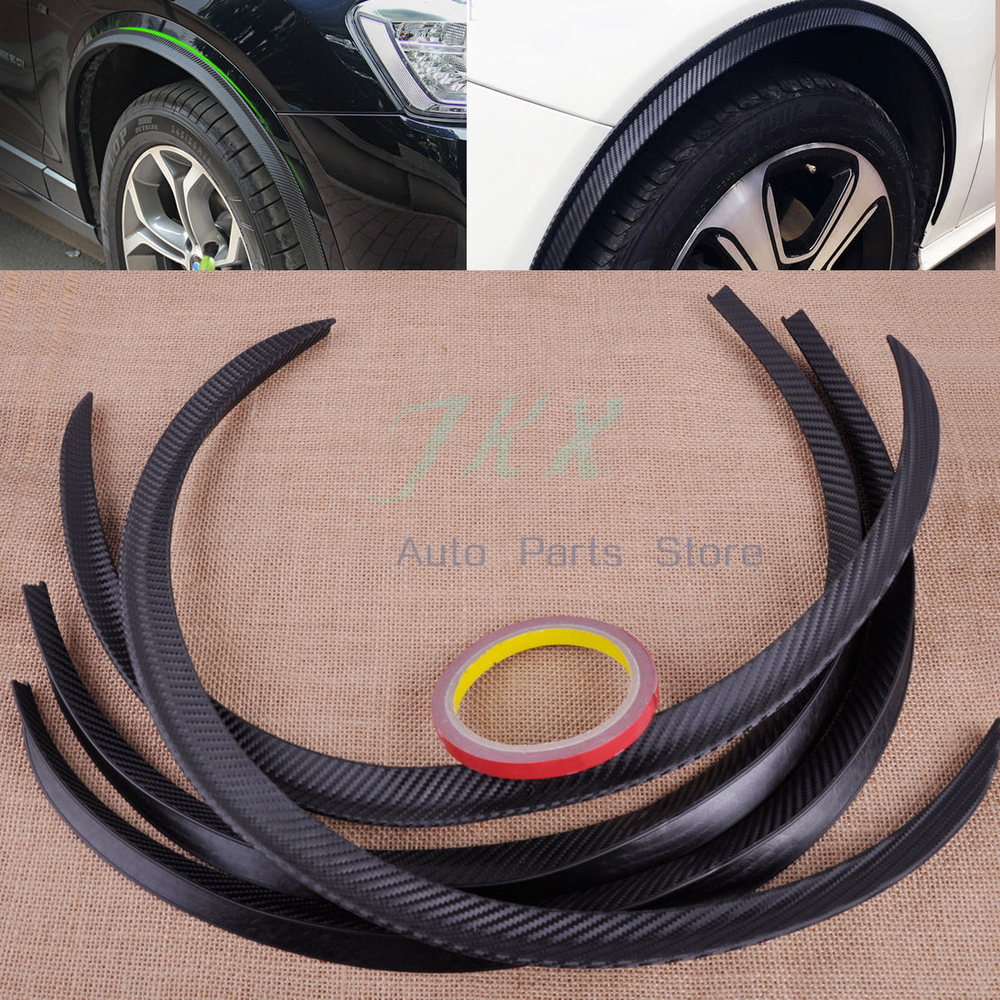 4x Carbon Fiber Styling Car Flare Protector Fender Arch Strip Wheel Lip Eyebrow
