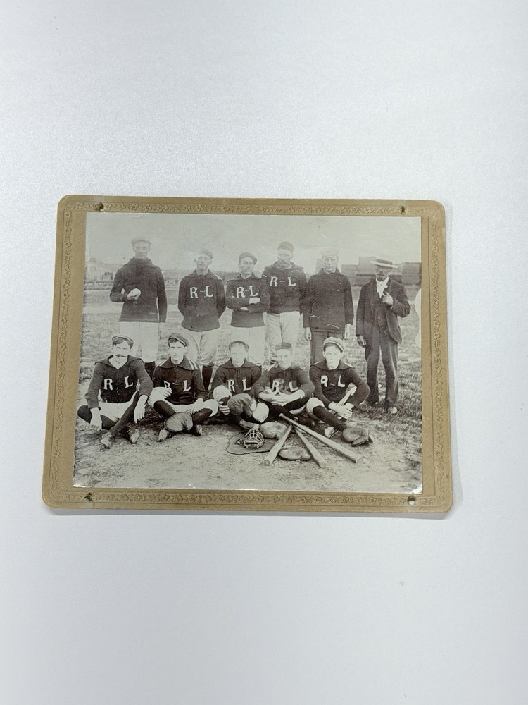 VINTAGE RPPC 1900's Photo Postcard RAILWAY LEAGUE ? RL BASEBALL TEAM RARE CARD