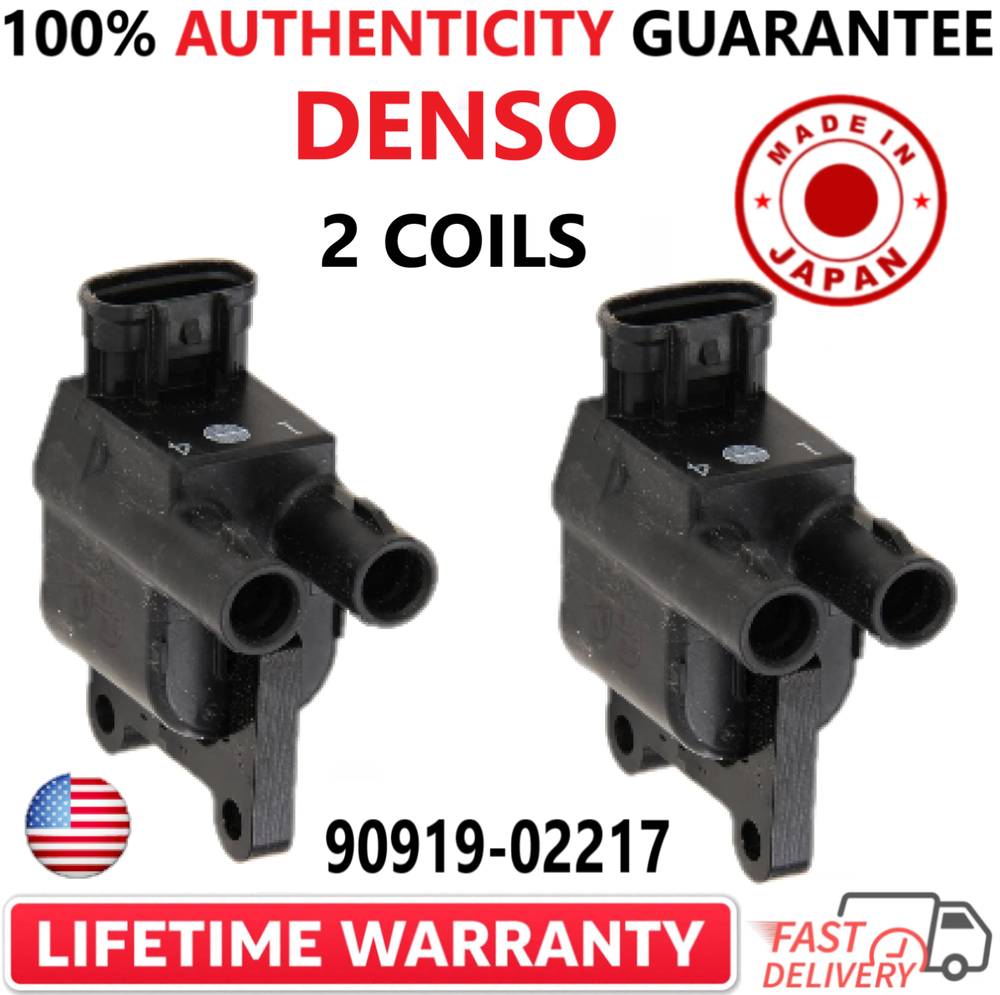 x2 GENUINE DENSO Ignition Coils For 1997-2001 Toyota I4, 90919-02217