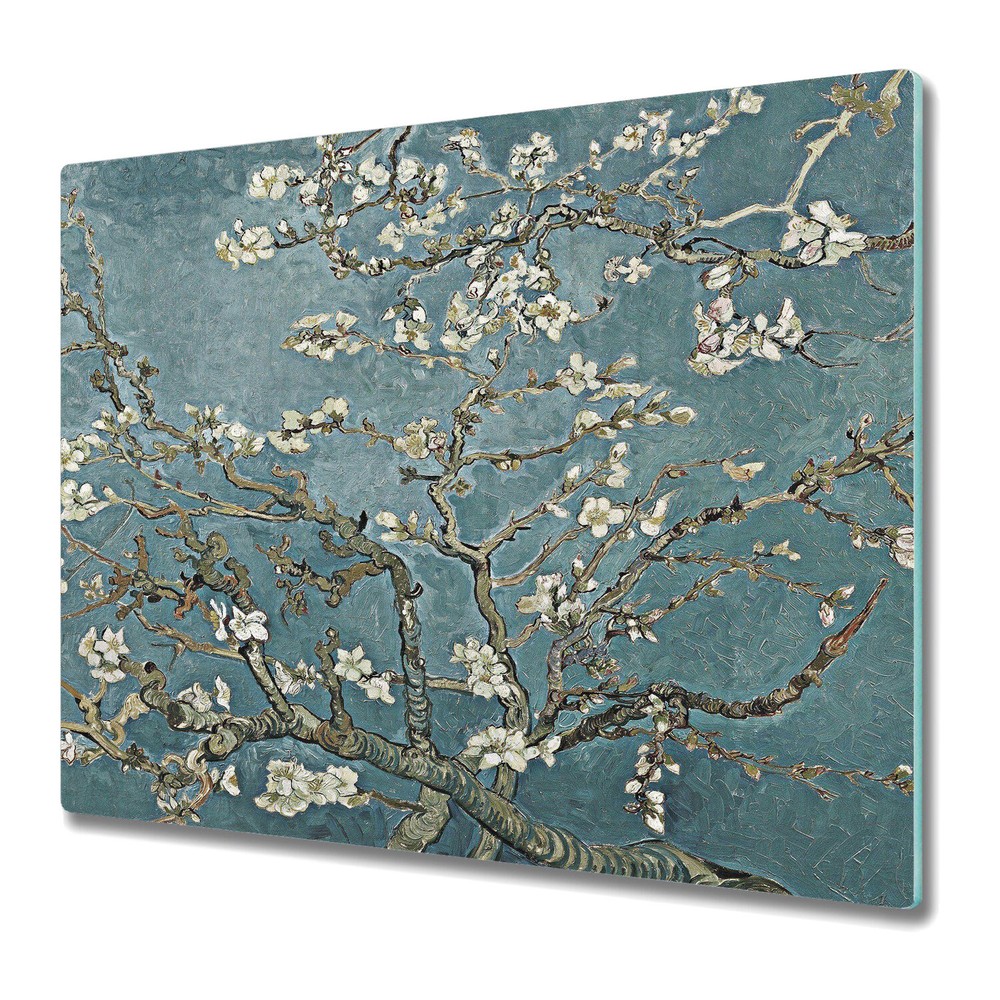 Tempered Glass Chopping Cutting Board Cherry blossom Chinoiserie art 60x52