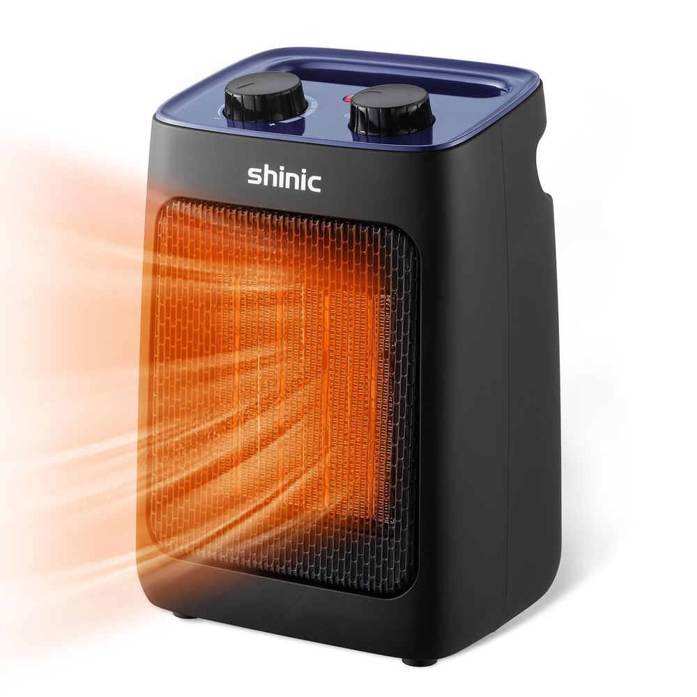 Portable Space Heater with Thermostat, 1500W/750W Small Ceramic Electric Heat...