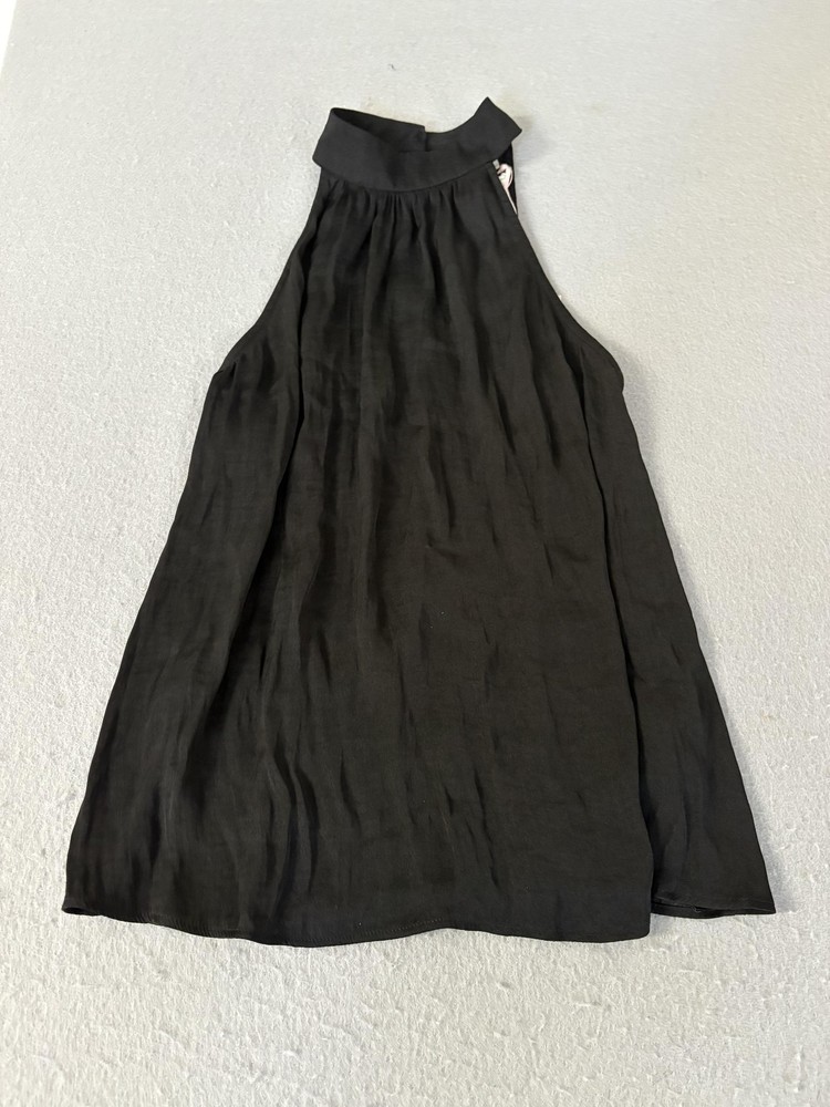 Joie Shirt Womens XS Black Halter Mock Neck Sleeveless Blouse NWT Keyhole Back
