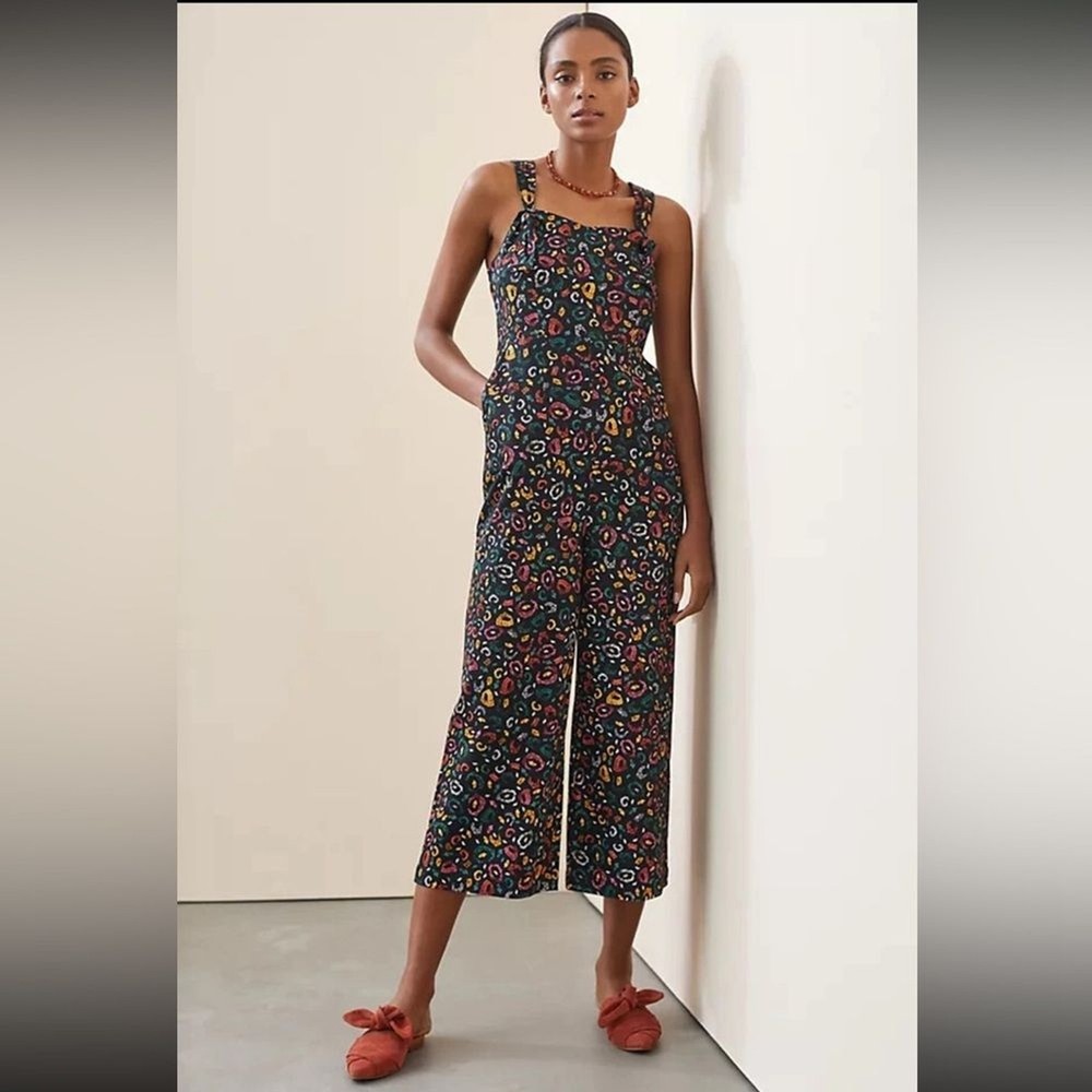 Anthropologie Farm Rio - Cropped Adventure Jumpsuit Overalls Wide Leg - Size XS