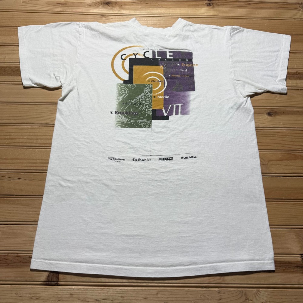 Vintage 90s Nike Sportswear Cycle Oregon VII Map Graphic T-Shirt USA Made Large