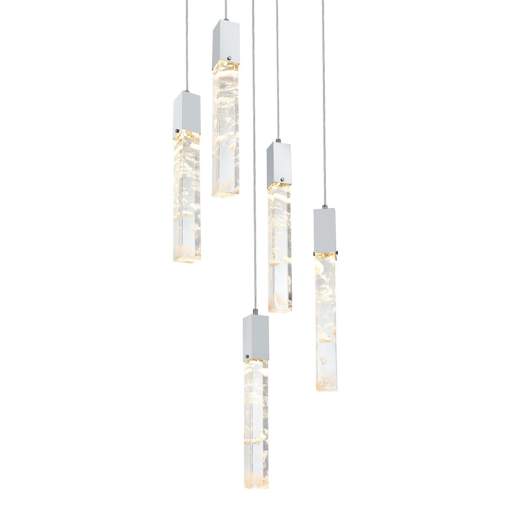 Elegant Chrome Aurora 16W Crystal Multi Light Pendant 2088D16