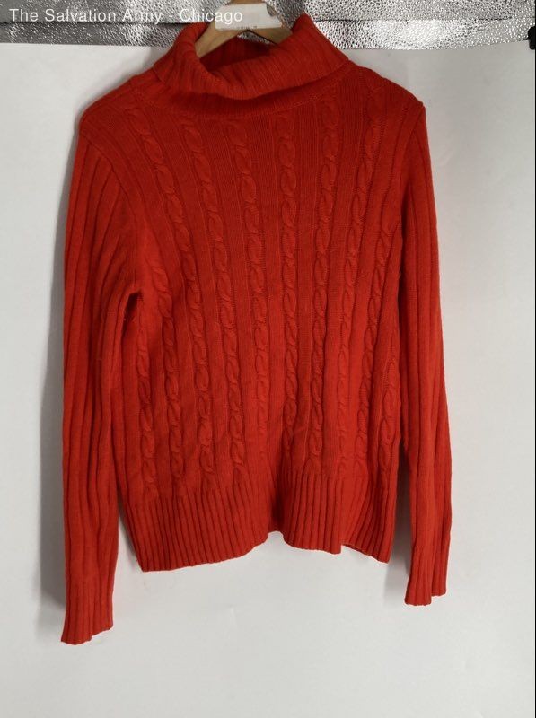 J.CREW Womens Orange Knitted Turtleneck Long Sleeve Pullover Sweater Size L