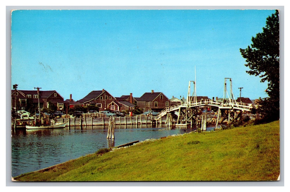 Ogunquit Maine ME Perkins Cove Fishing Village and Footbridge Chrome Postcard