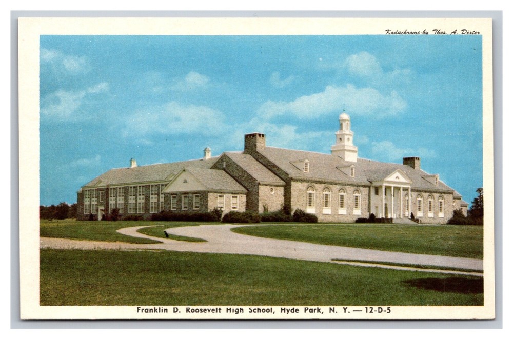 Hyde Park, NY, Franklin D. Roosevelt High School, Kodachrome, Chrome Postcard