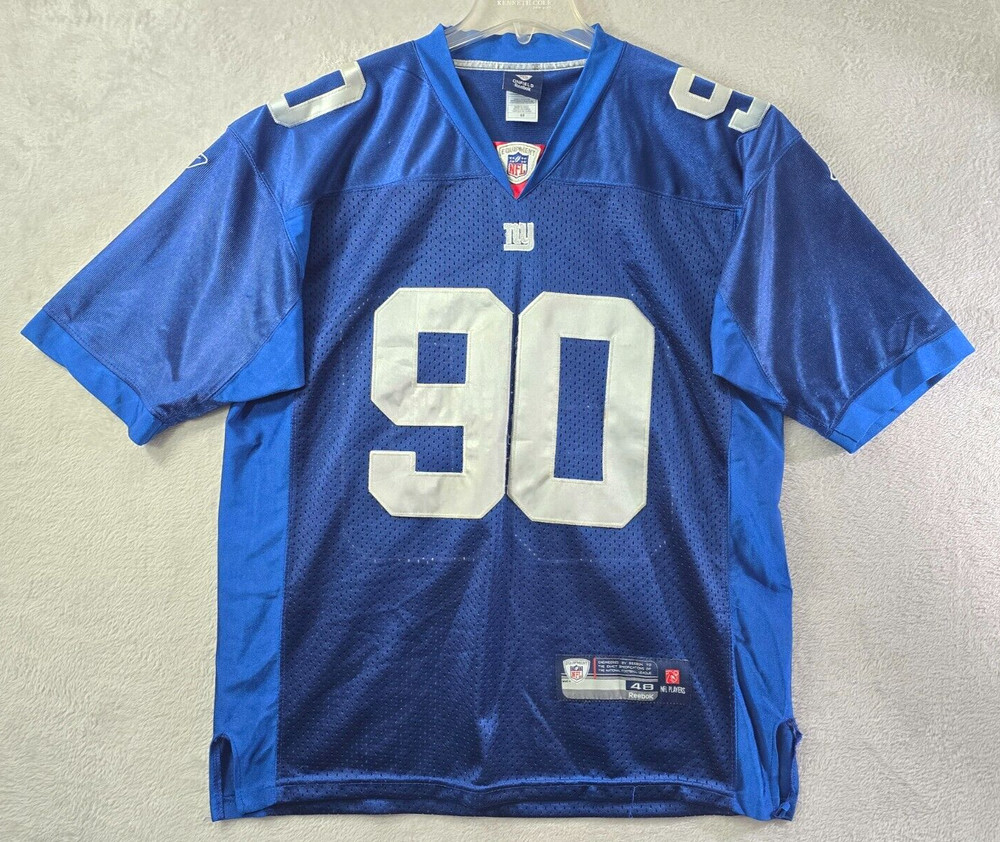 New York JASON PIERRE-PAUL #90 NFL Reebok Stitched Jersey Blue Shirt Size 48