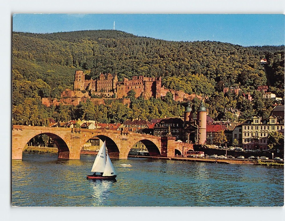 Postcard Part of River Neckar Heidelberg Germany