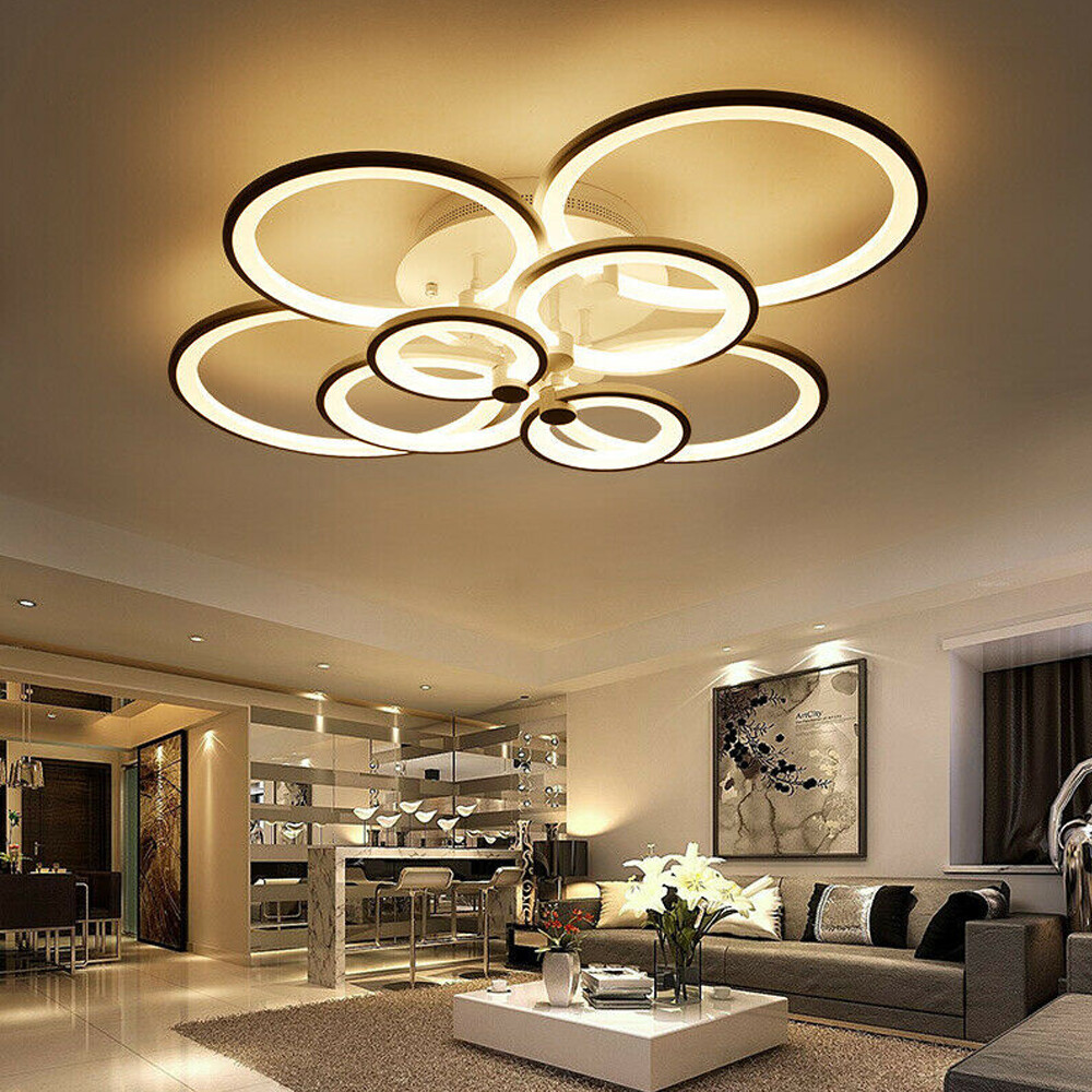 Modern Ceiling Light 8Heads Dimmable Chandelier LED Pendant Lamp Fixture +Remote