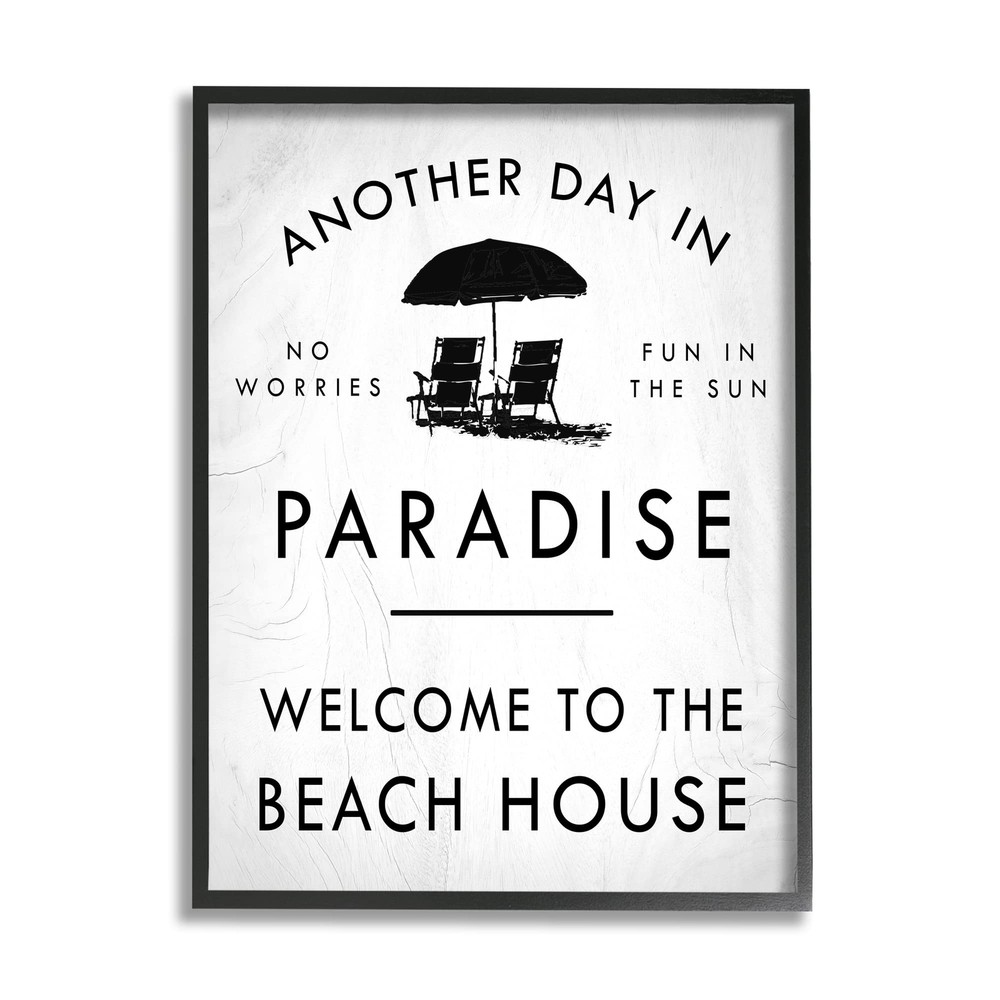 Stupell Industries Another Day in Paradise Beach House Sign with Umbrella Design