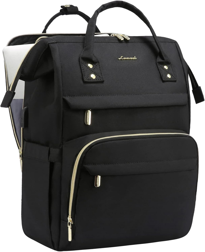 Women's 15.6 Inch Water Resistant Anti-Theft Laptop Backpack Travel Bag Black  