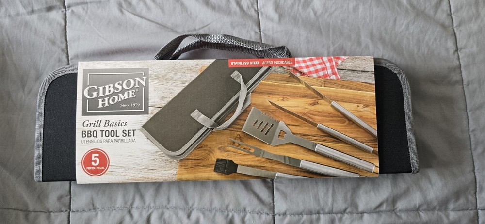 5-Piece Stainless Steel BBQ Tool Set by Gibson Home – Durable Grilling Essentials