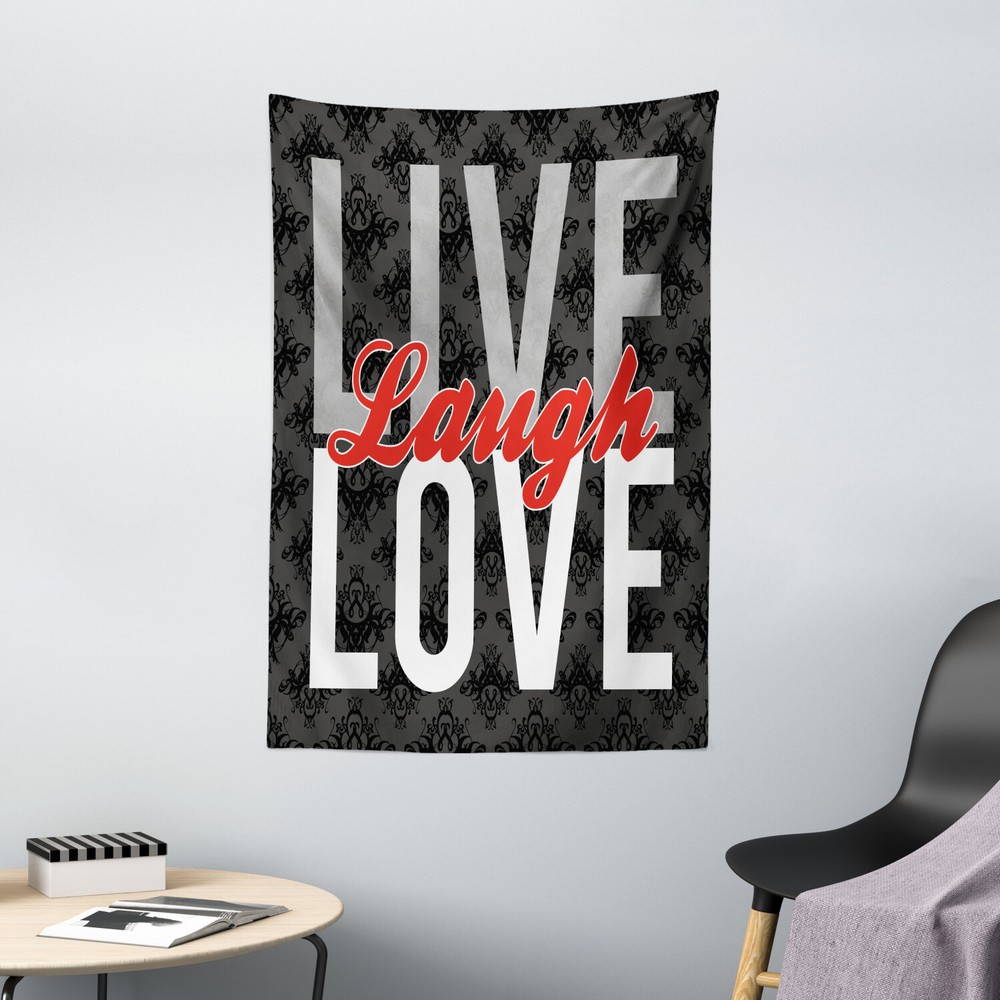 Live Laugh Love Tapestry Antique Damask Print Wall Hanging Decor