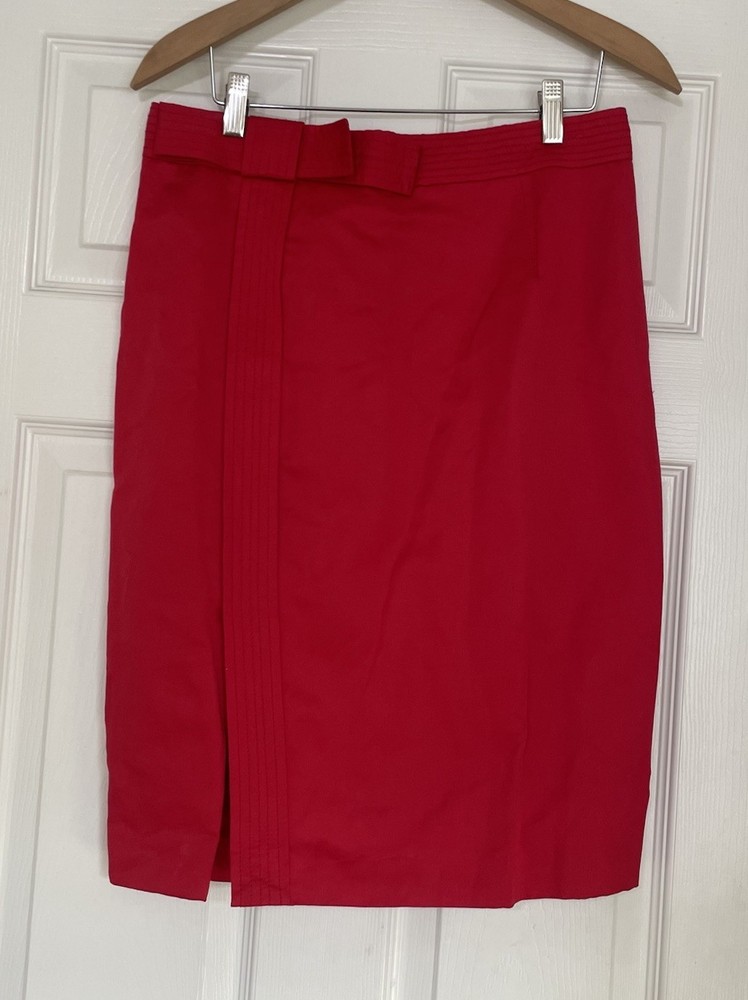 NWT Carolina Herrera Retail $300 Red Bow Pencil Skirt Quiet Luxury Chic Sz 8