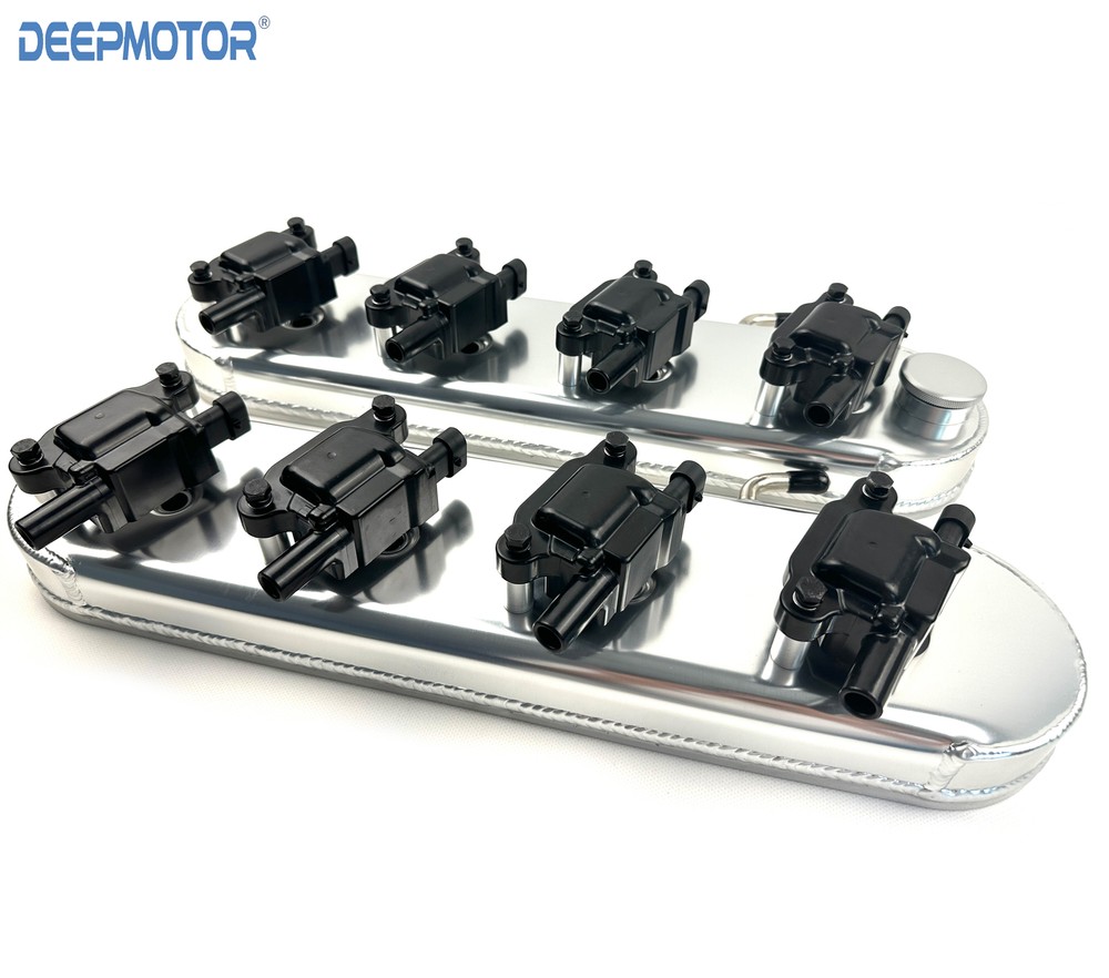 LS Fabricated Valve Covers with D510C Ignition Coils for LS1 LS2 LS3 LS6 Silver