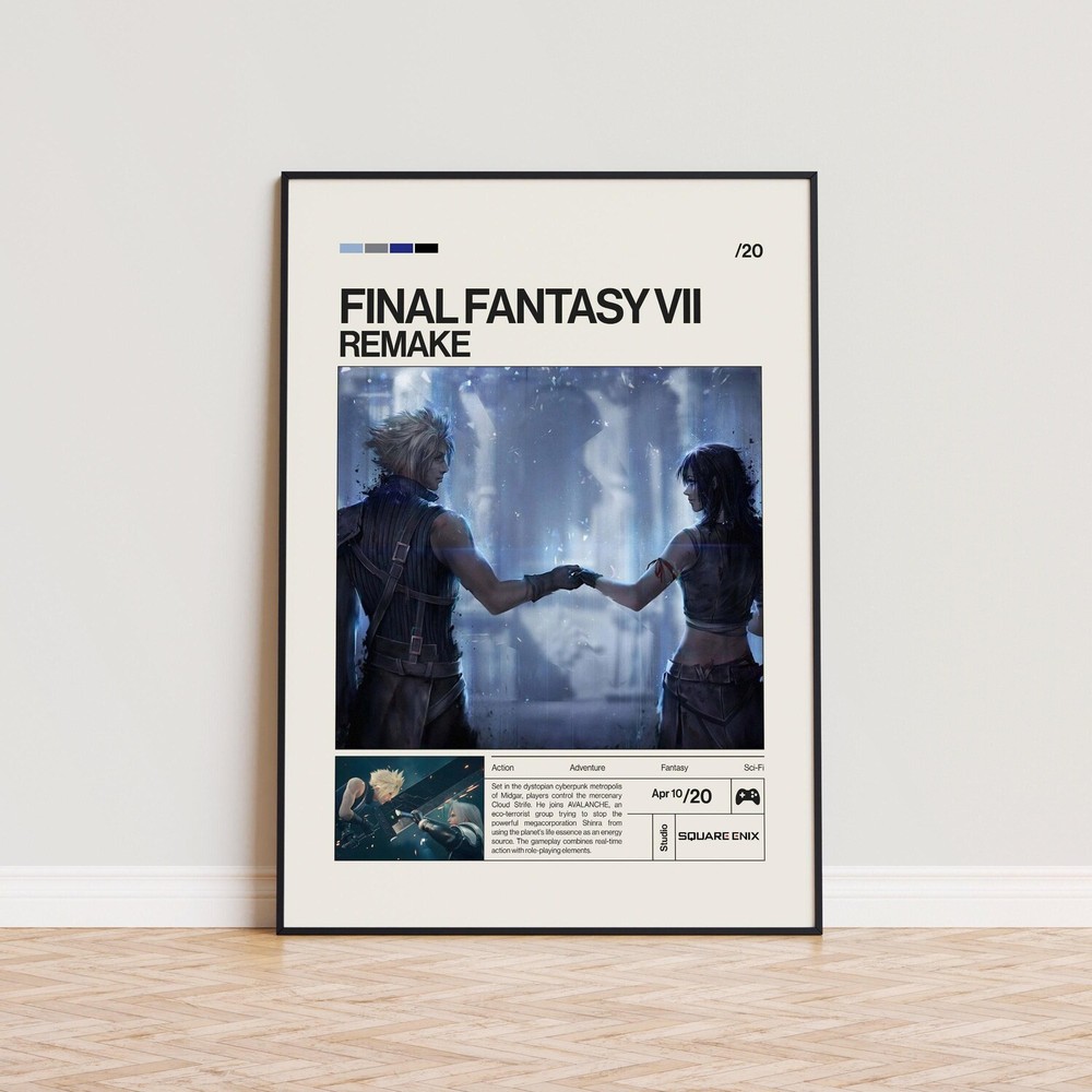 Final Fantasy Poster Minimalist Gaming Wall Art Gamer Gift Print