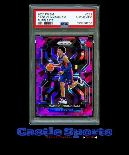 2021-22 Panini Prizm #282 Cade Cunningham Purple Ice Prizm /149 SP Rookie RC PSA