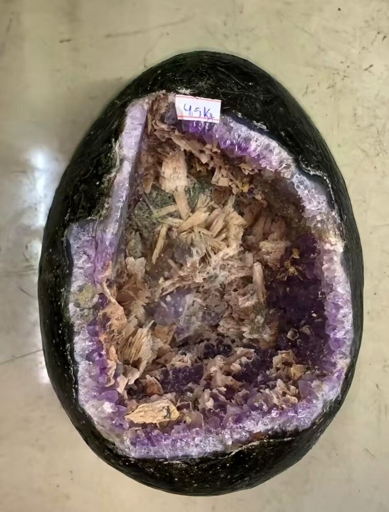 10.8LB Natural Rare Amethyst Geode Quartz Crystal Dinosaur Egg Reiki + STAND
