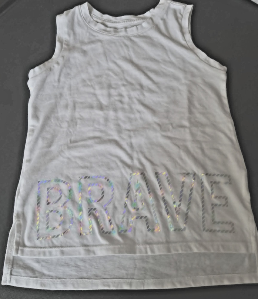 Athletic Works Girls “BRAVE” Reflective Tank Top Activewear Size S 6-6X