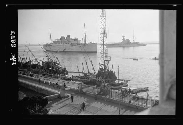 Photo:Egypt Suez Canal 1930s British Warships Entrance Canal