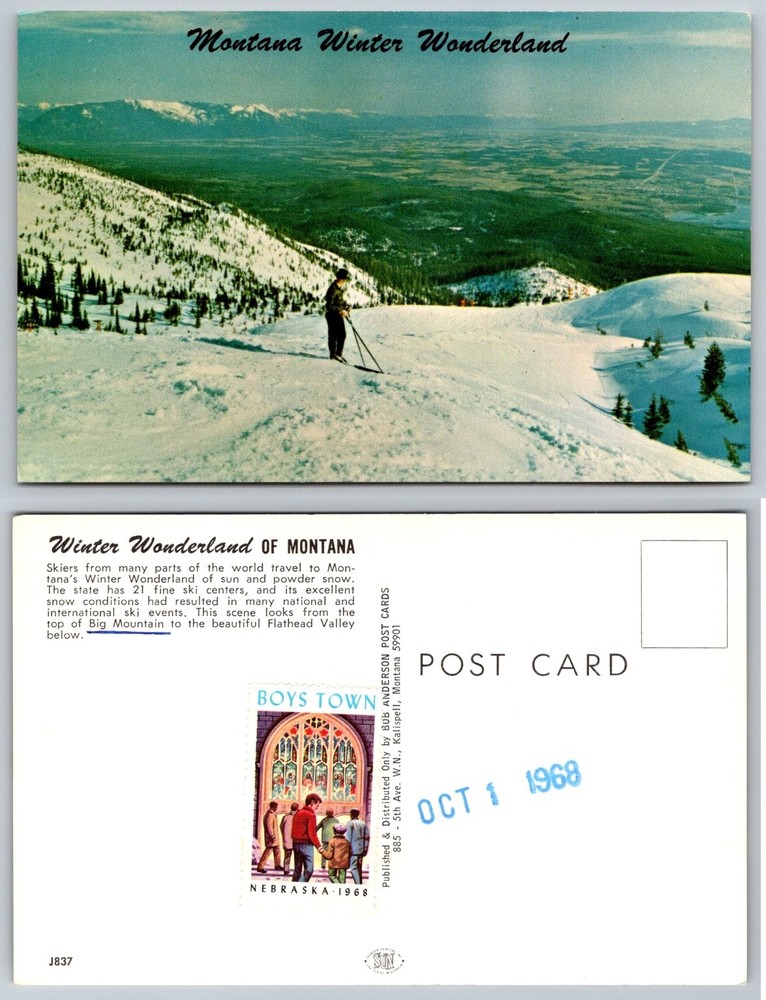 Big Mountain Ski Resort Montana Vintage Postcard 1968 Flathead Valley