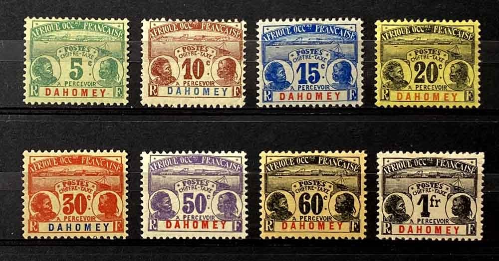 Dahomey, France: 1906 Stamps Unused Post Due Set With Mnh Sct#J1-8 Cv $164 Sound