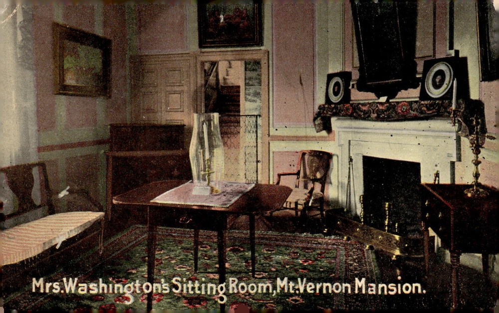 C1910 Mt Vernon Mansion VA Mrs Martha Washington Sitting Room Litho Postcard