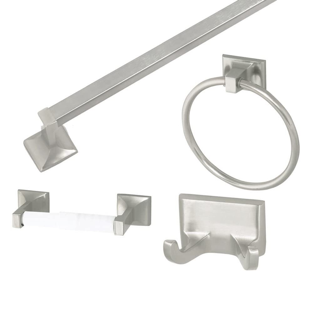 534644 Millbridge Bathroom Hardware, 4-Piece Bath Accessory Kit, Satin Nickel