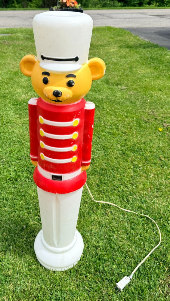 Don Featherstone Teddy Bear Nutcracker Soldier Christmas Blow Mold w Light