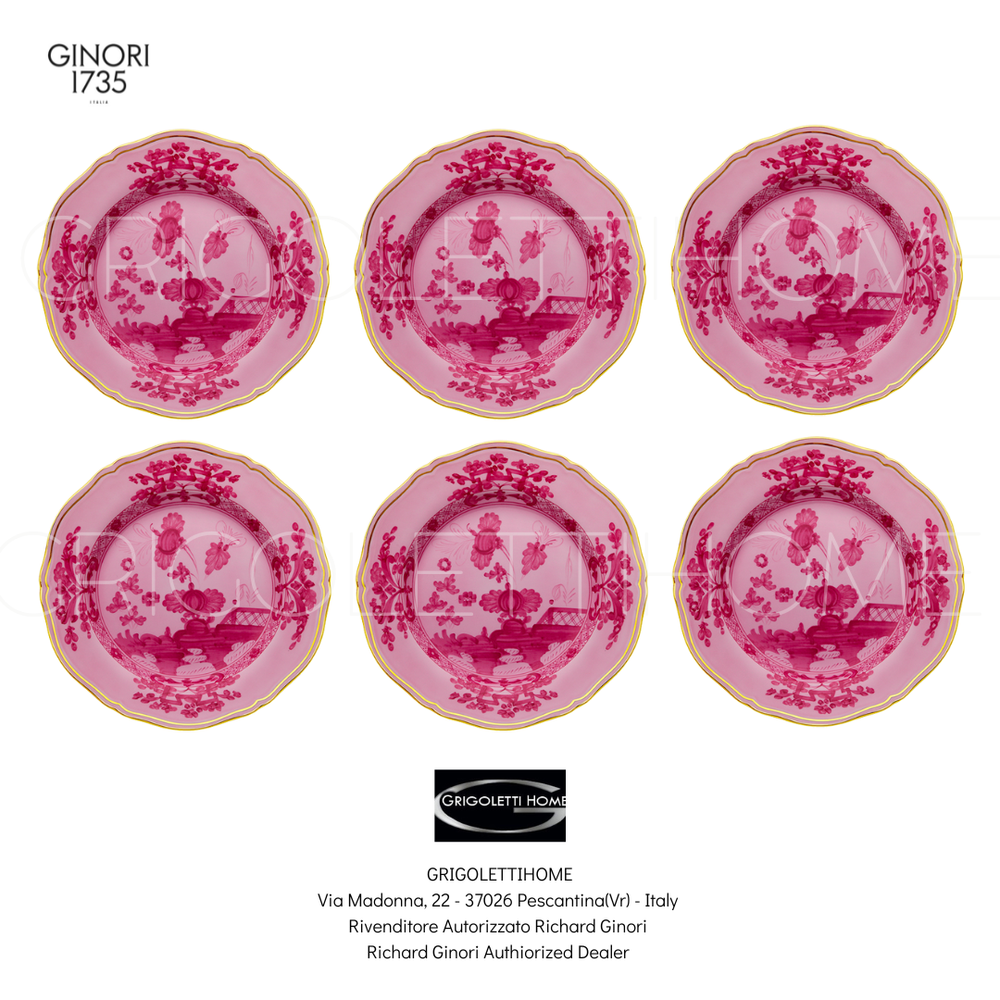 Richard Ginori Oriente Italiano Porpora Set 6 Dinner Plates cm 26,5 - inch 10.43