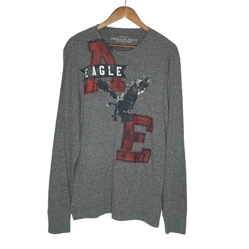 American Eagle Mens Y2K Eagle Graphic Long Sleeve T Shirt Size L Athletic Fit