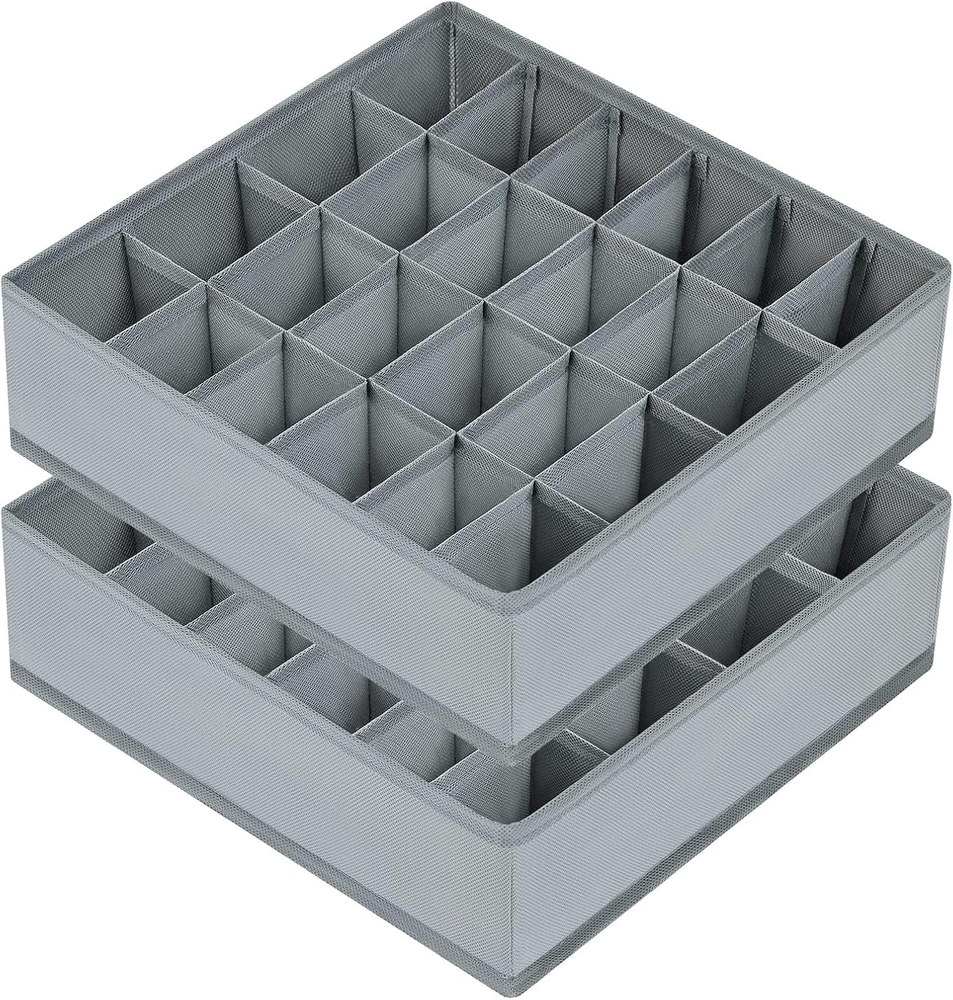 Sock Drawer Organizer Divider 2 Packs Underwear Organizer, 24 Cell Closet Organi