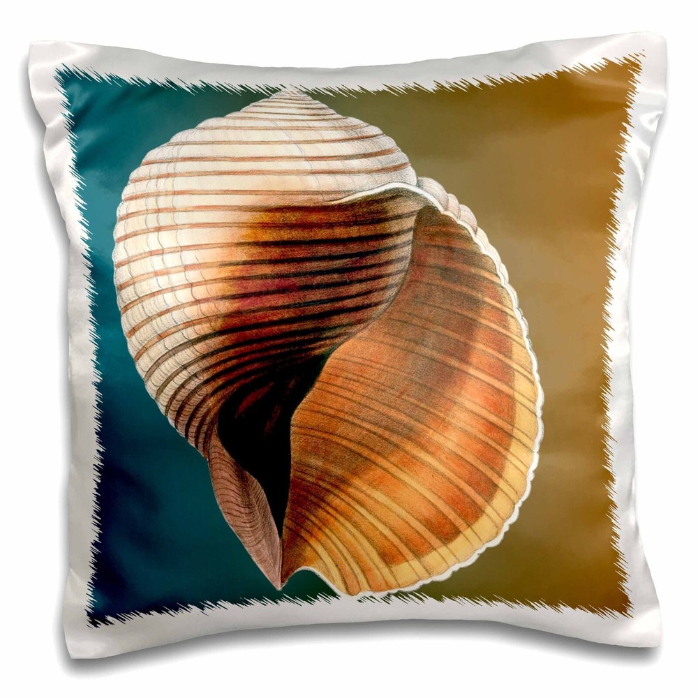 3dRose Vintage Shell Beach Theme nautical 16x16 inch Pillow Case