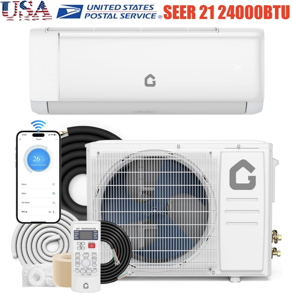 21 SEER 24000 BTU 230V Mini Split Inverter AC with WiFi Remote & Timer