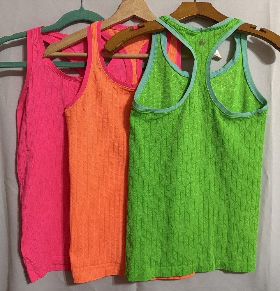 Lot of 3 VSX Victoria's Secret Tank Top Orange Pink Green Sz S/P Small  VG