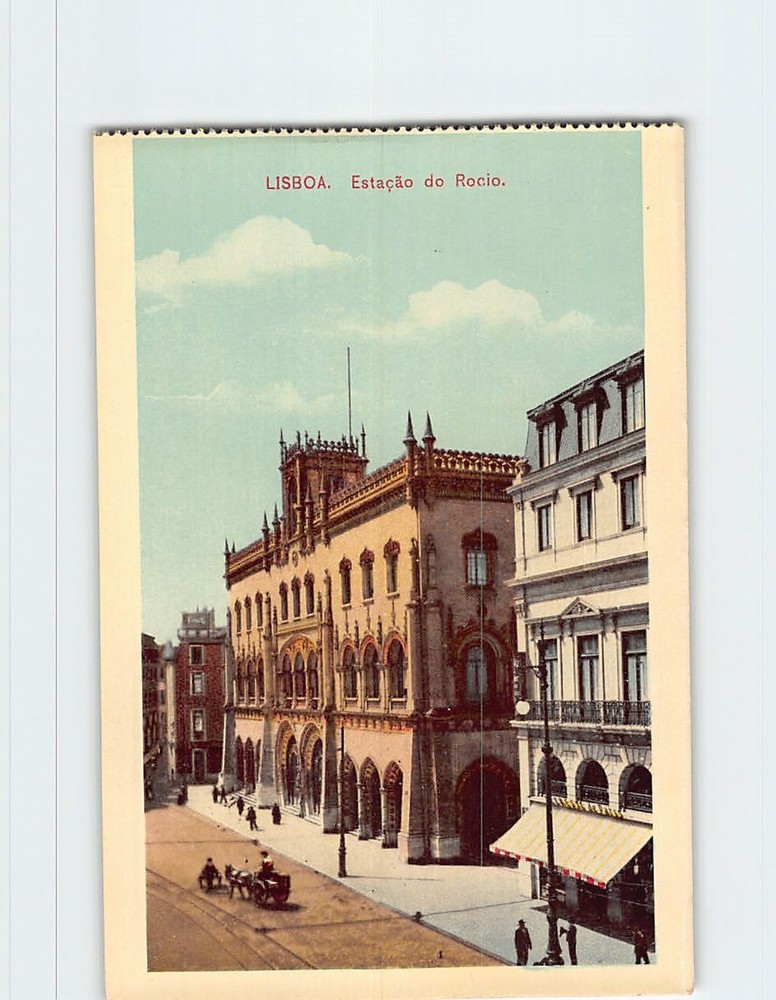 Postcard Rossio Railway Station Lisboa Lisbon Portugal Europe Vintage