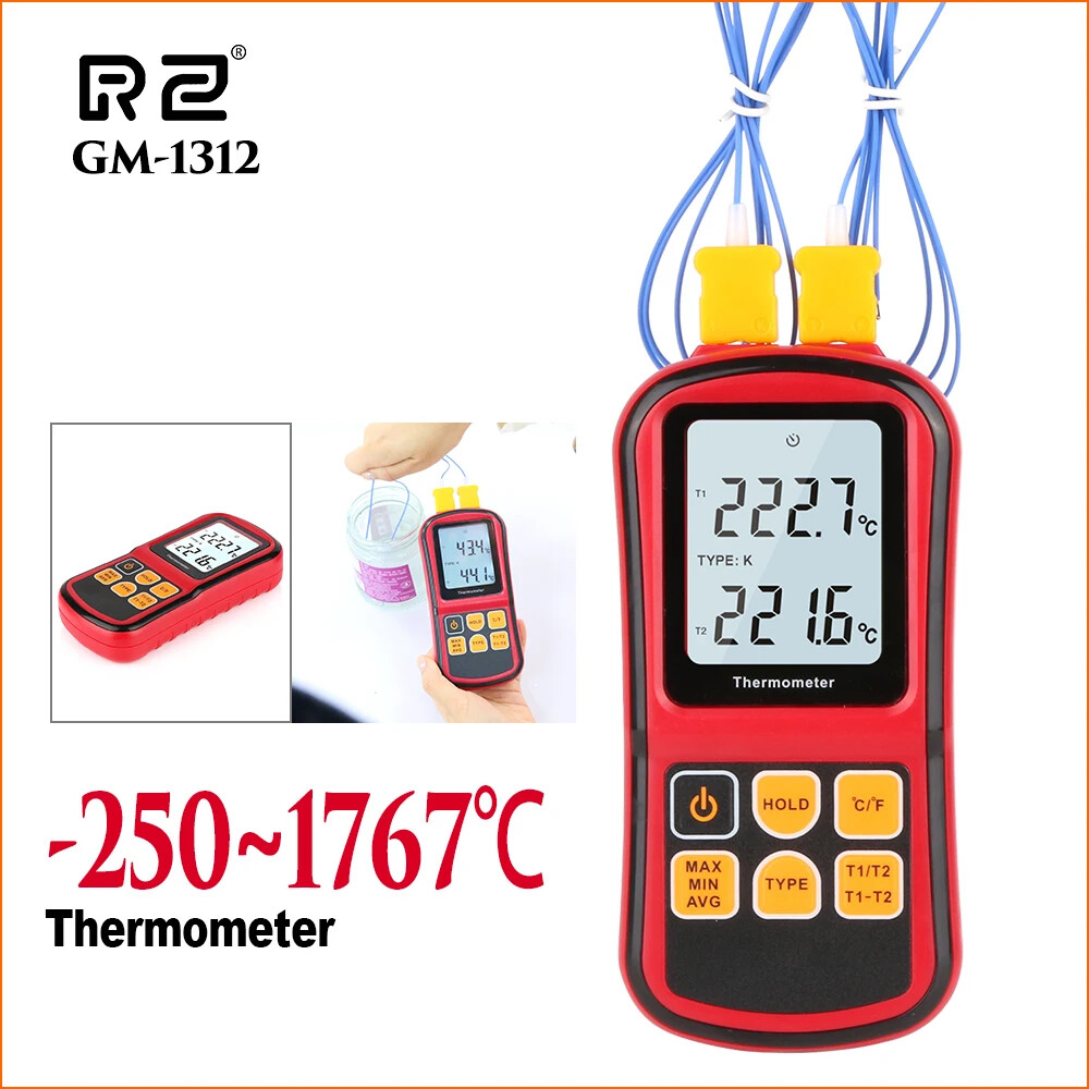 Temperature Meter Digital Measure Temperature Tester With 2pcs Thermocouple