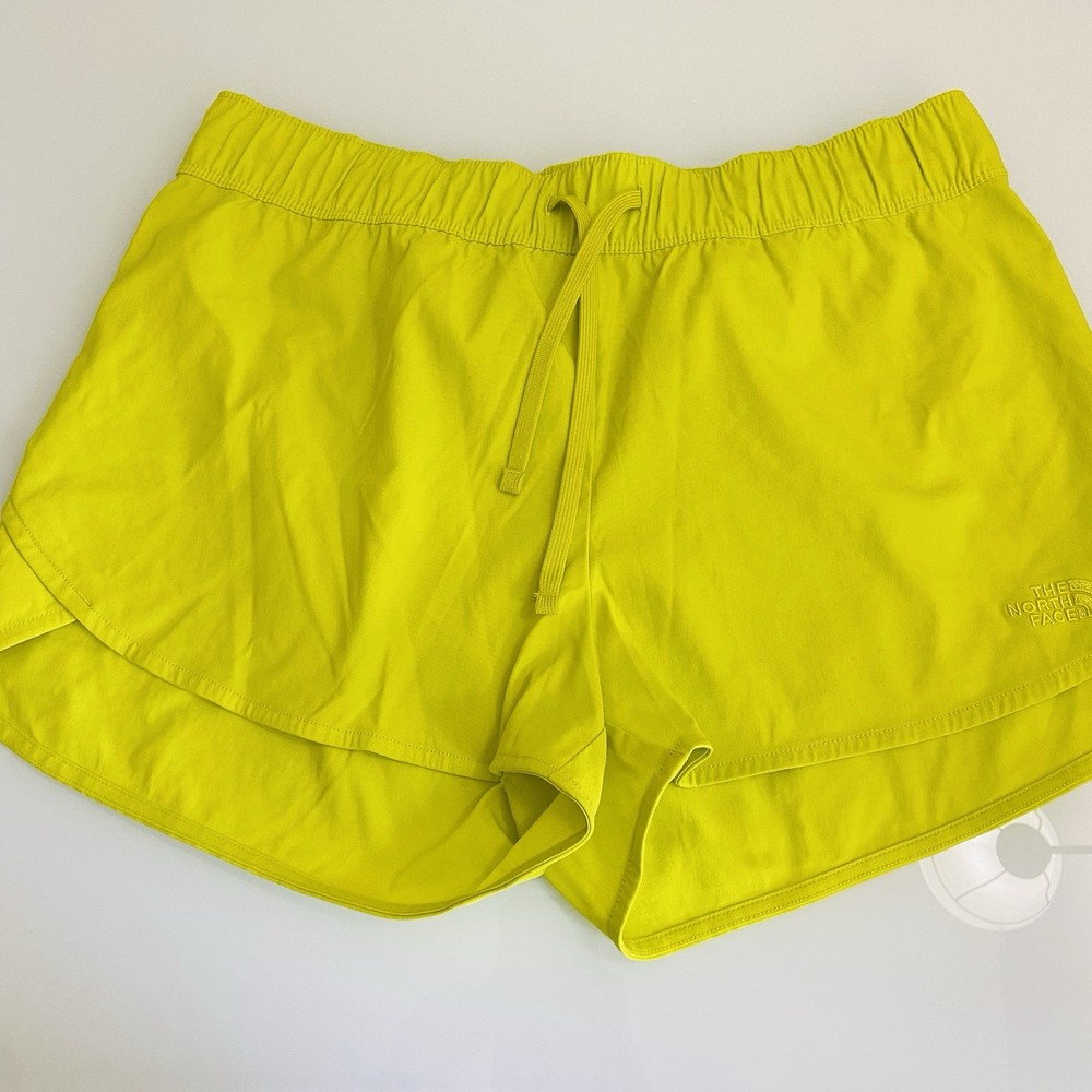The North Face Women's Neon Green Athletic Running Shorts Size Large Zip Pocket