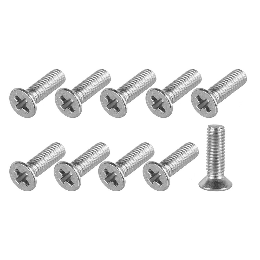 50Pcs M3*10 Flat Head Machine Screw 304 Stainless Steel Phillips Cross Screw